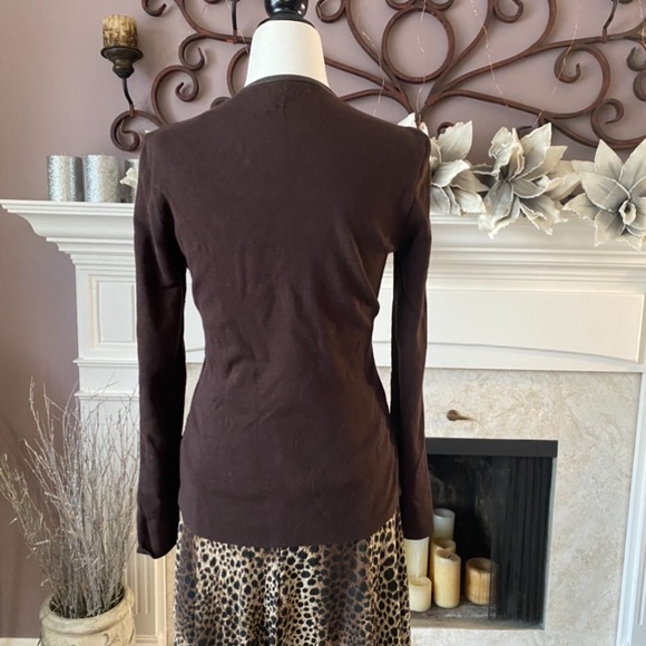 Color Works Leather/Rayon Brown Sweater, Size Small - Picture 8 of 13